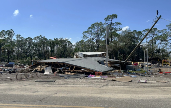Building collapsed by Hurricane Helene